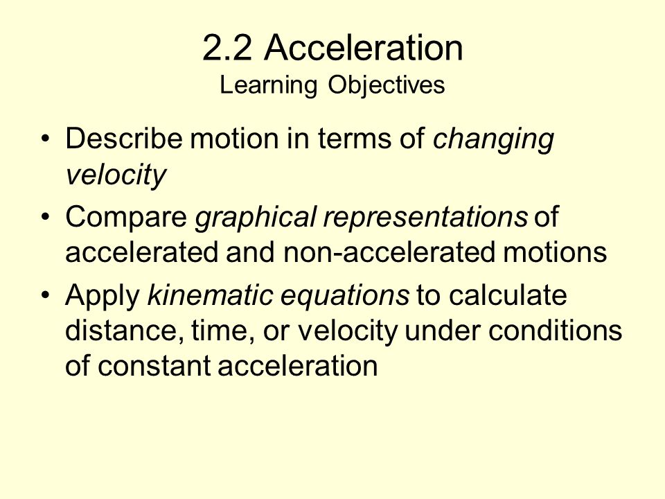 2.2 Acceleration Learning Objectives