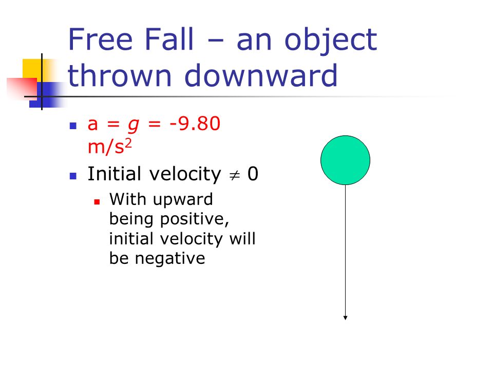 Free Fall – an object thrown downward