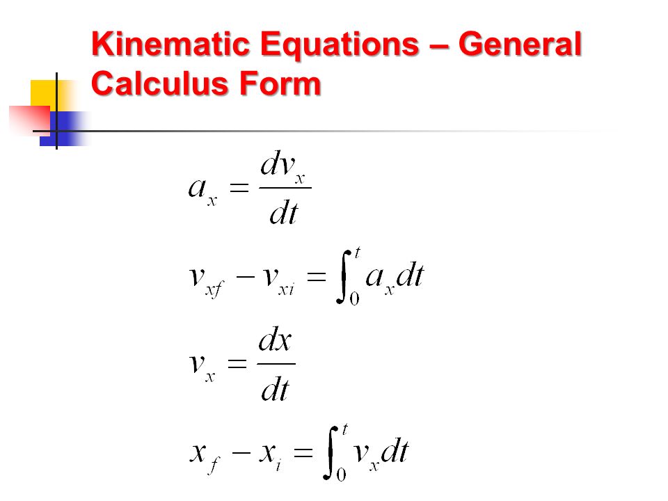 Kinematic Equations – General Calculus Form