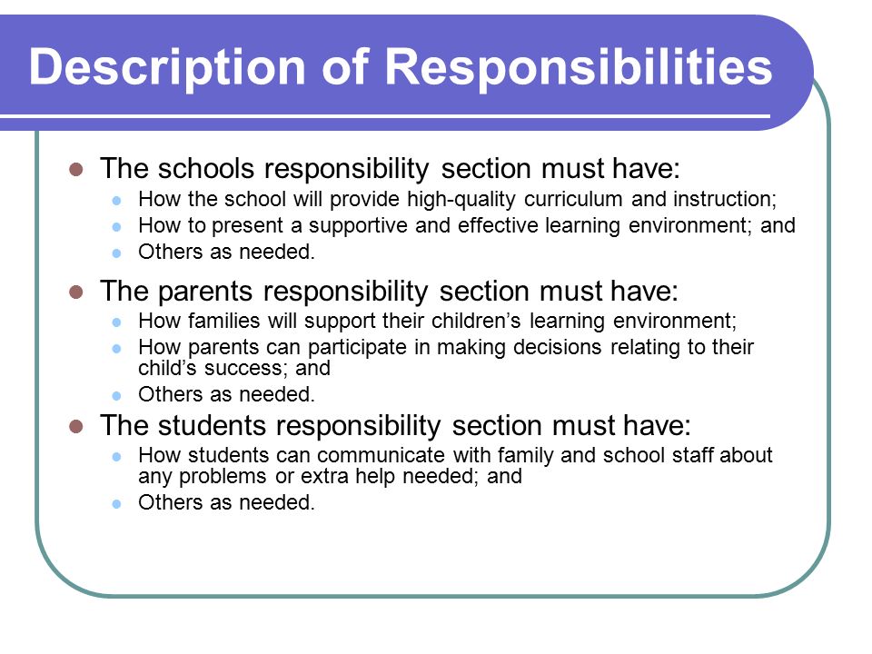 Description of Responsibilities