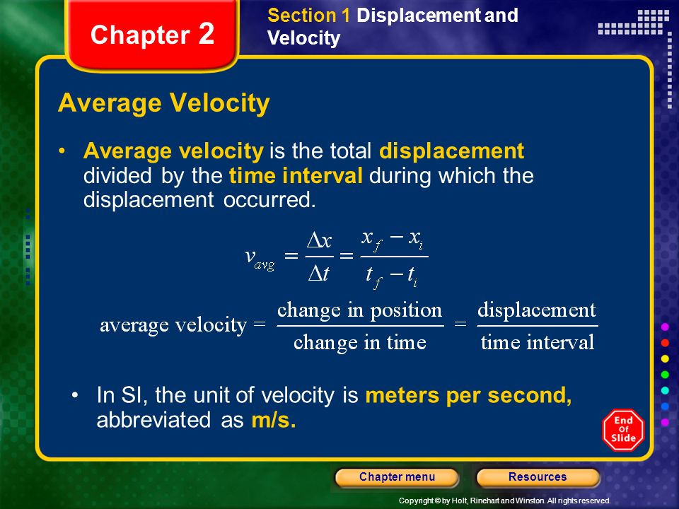 Chapter 2 Average Velocity