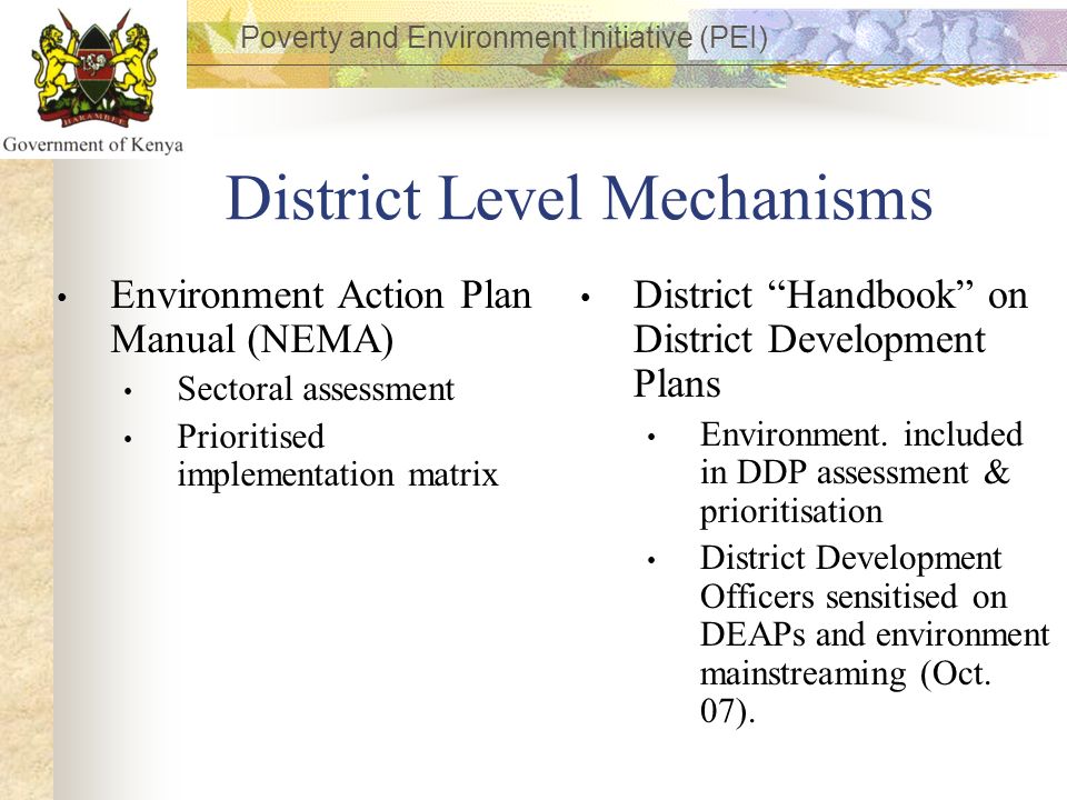 District Level Mechanisms