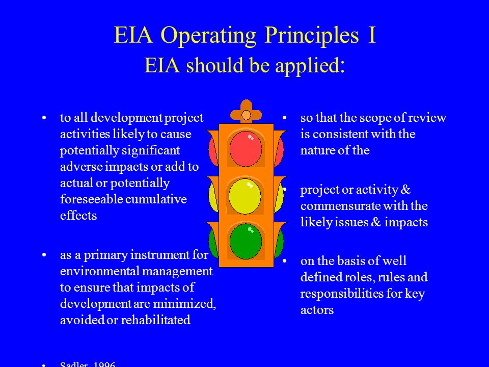EIA Operating Principles I EIA should be applied: