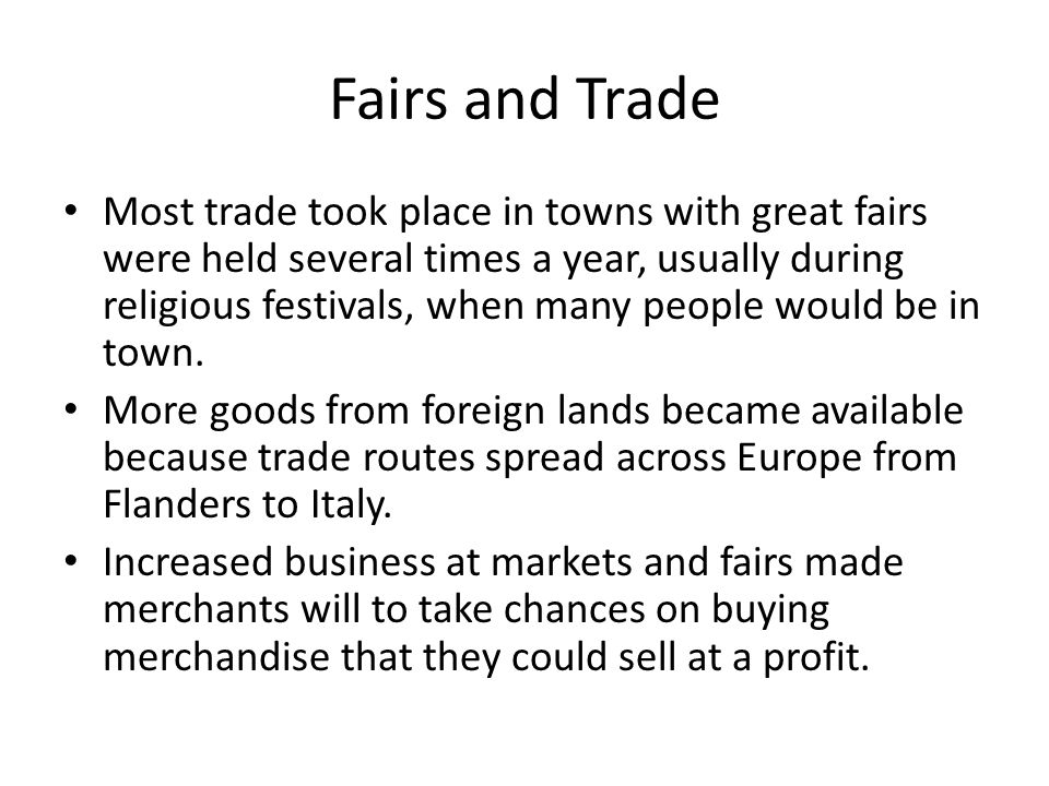 Fairs and Trade