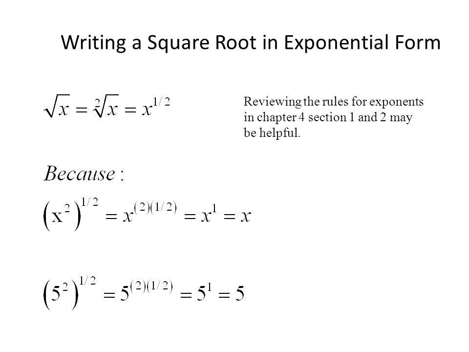 Writing a Square Root in Exponential Form