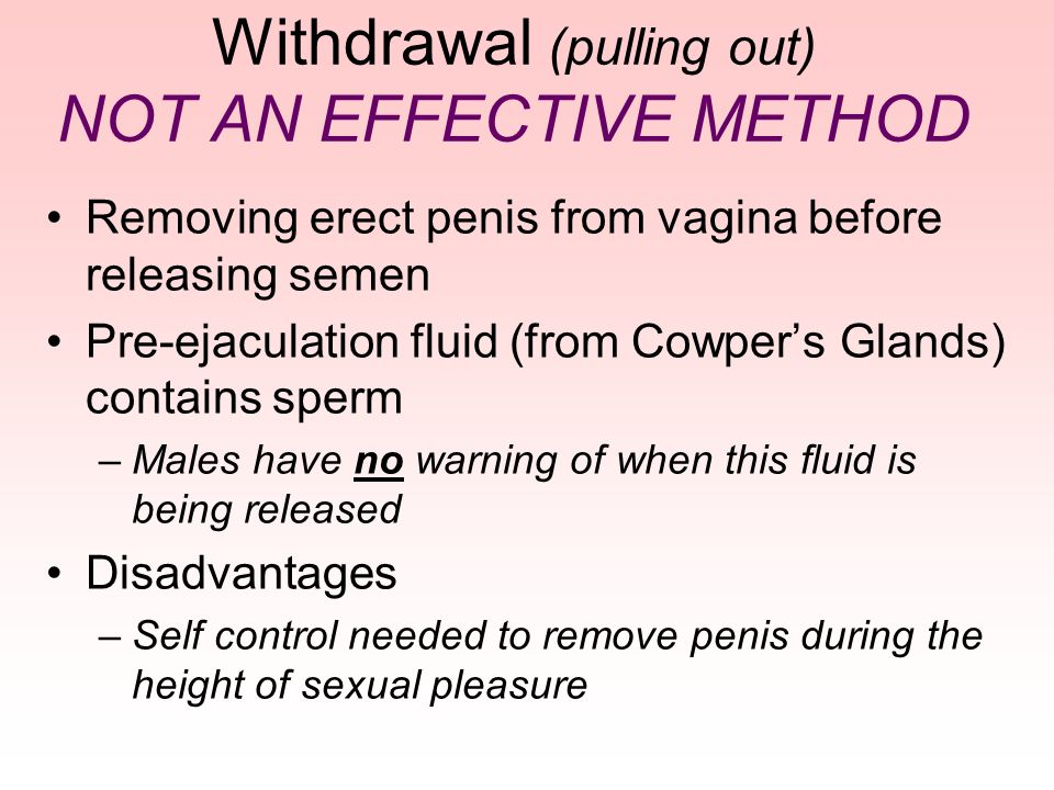 Withdrawal (pulling out) NOT AN EFFECTIVE METHOD