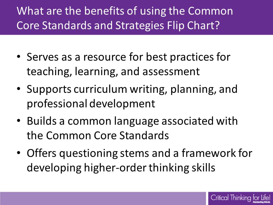 What are the benefits of using the Common Core Standards and Strategies Flip Chart