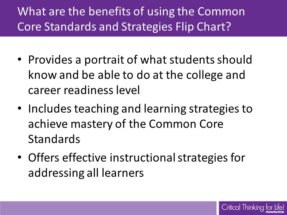 What are the benefits of using the Common Core Standards and Strategies Flip Chart