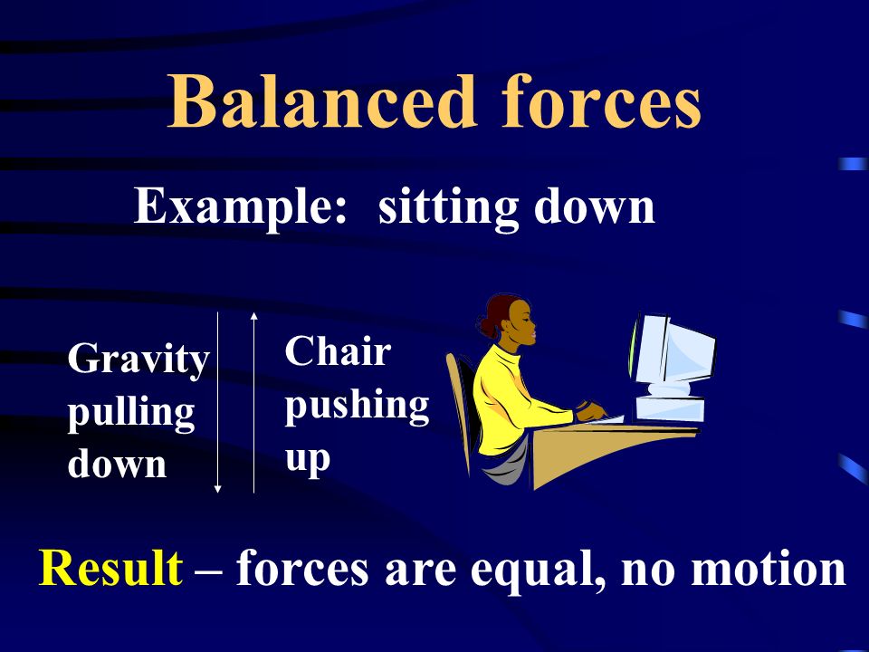 Balanced forces Example: sitting down