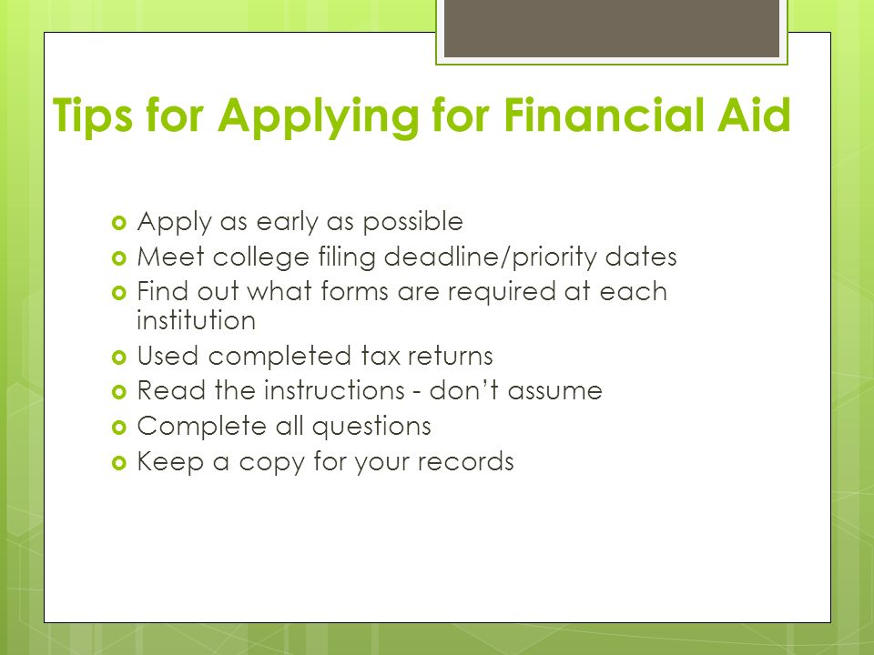 Tips for Applying for Financial Aid