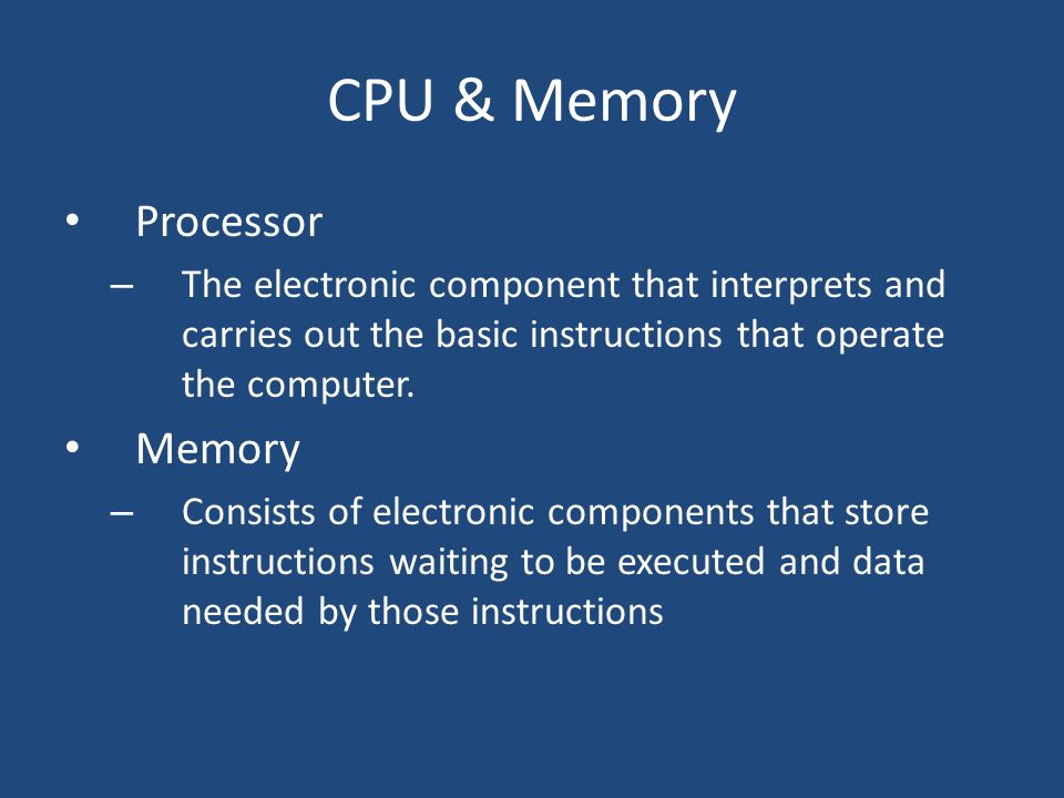 CPU & Memory Processor Memory