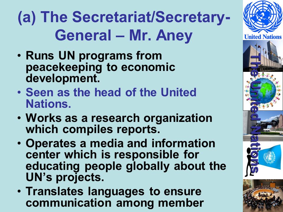 (a) The Secretariat/Secretary-General – Mr. Aney