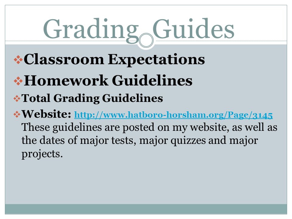 Grading Guides Classroom Expectations Homework Guidelines