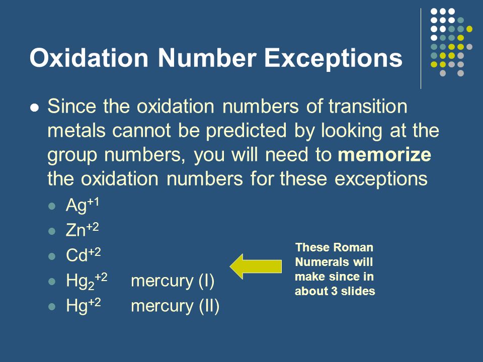 Oxidation Number Exceptions