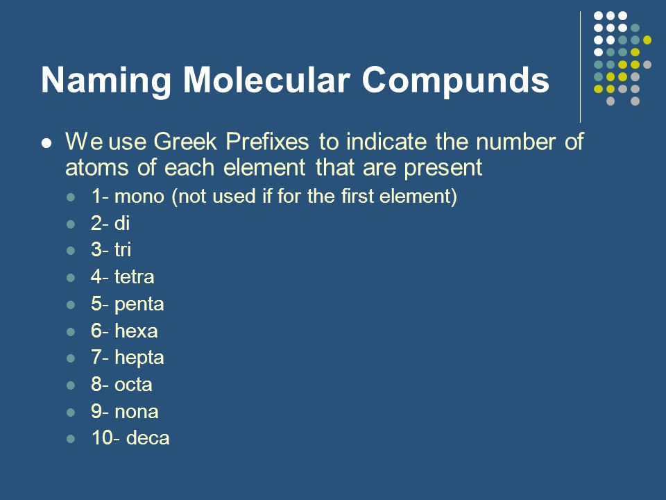 Naming Molecular Compunds