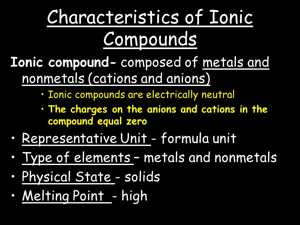 Characteristics of Ionic Compounds