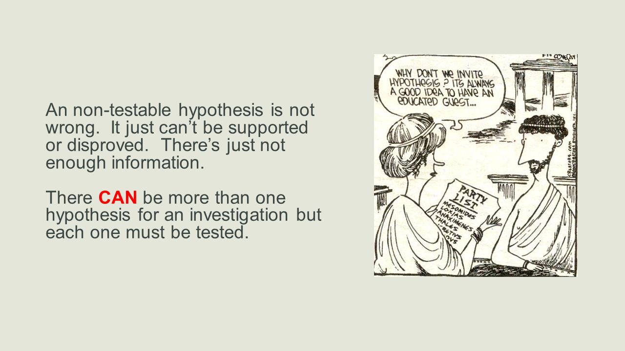 An non-testable hypothesis is not wrong