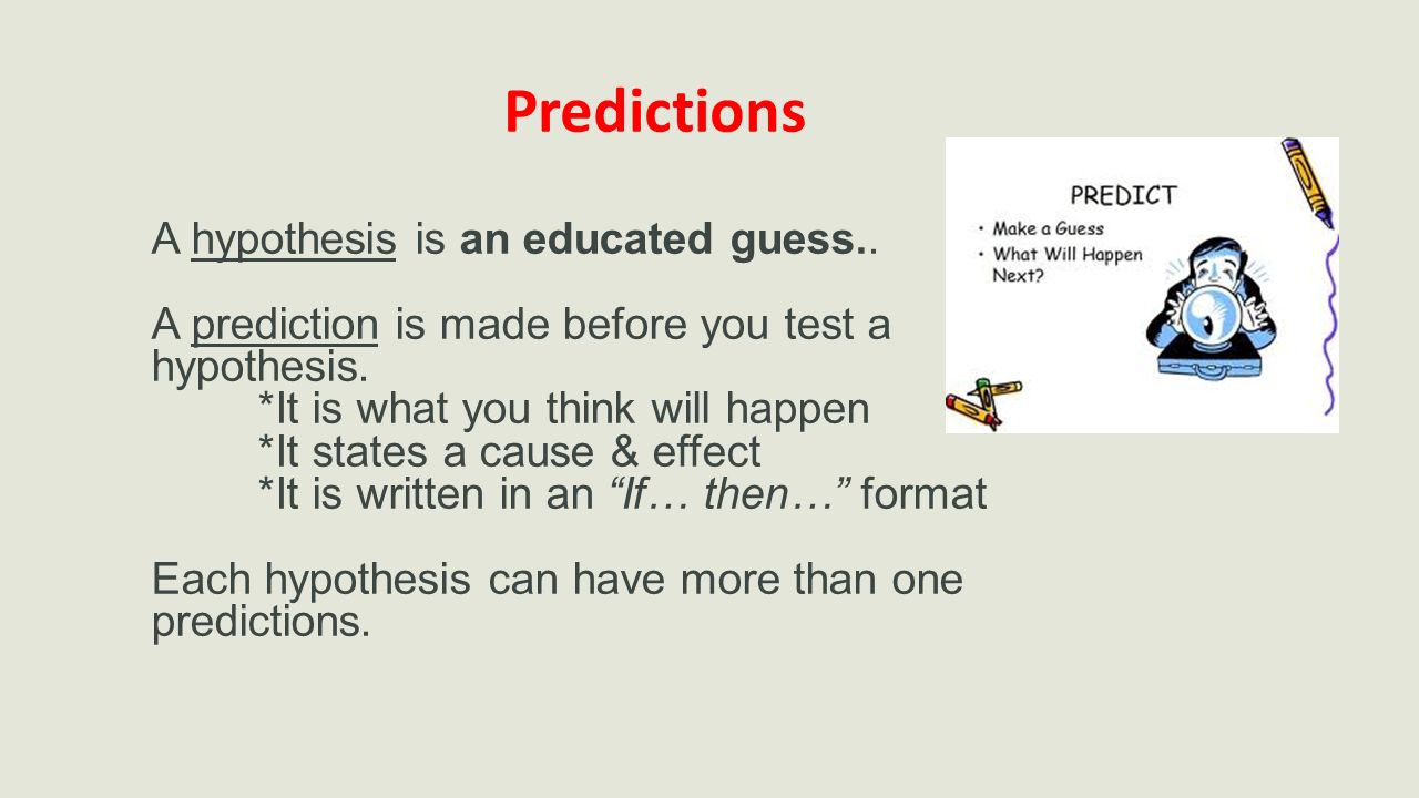 Predictions A hypothesis is an educated guess..