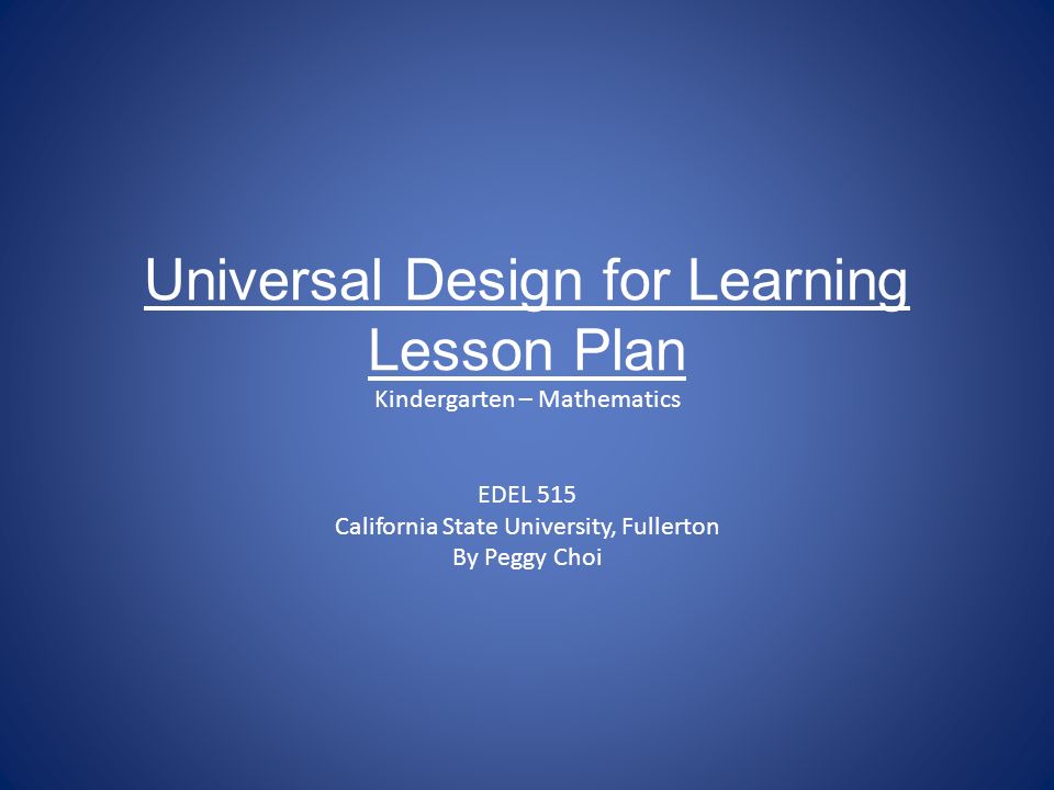 Universal Design For Learning Lesson Plan Kindergarten
