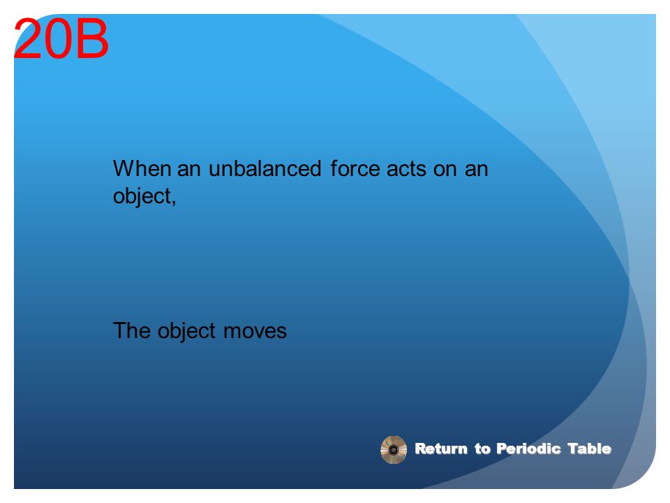 20B When an unbalanced force acts on an object, The object moves