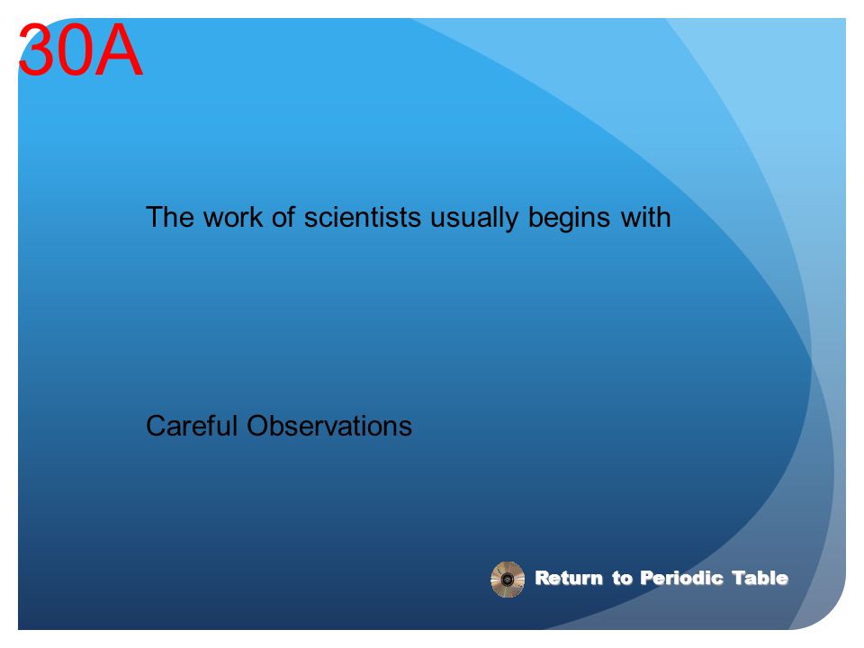 30A The work of scientists usually begins with Careful Observations