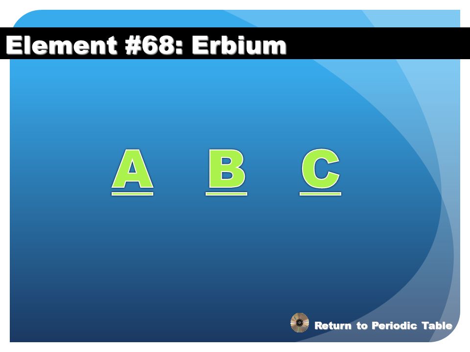 Element #68: Erbium A B C Return to Periodic Table