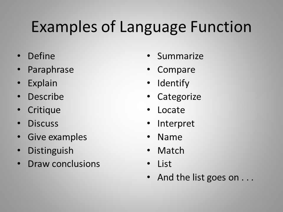 Examples of Language Function
