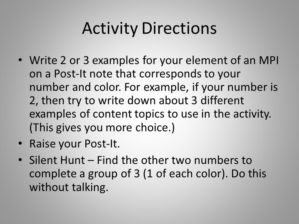 Activity Directions
