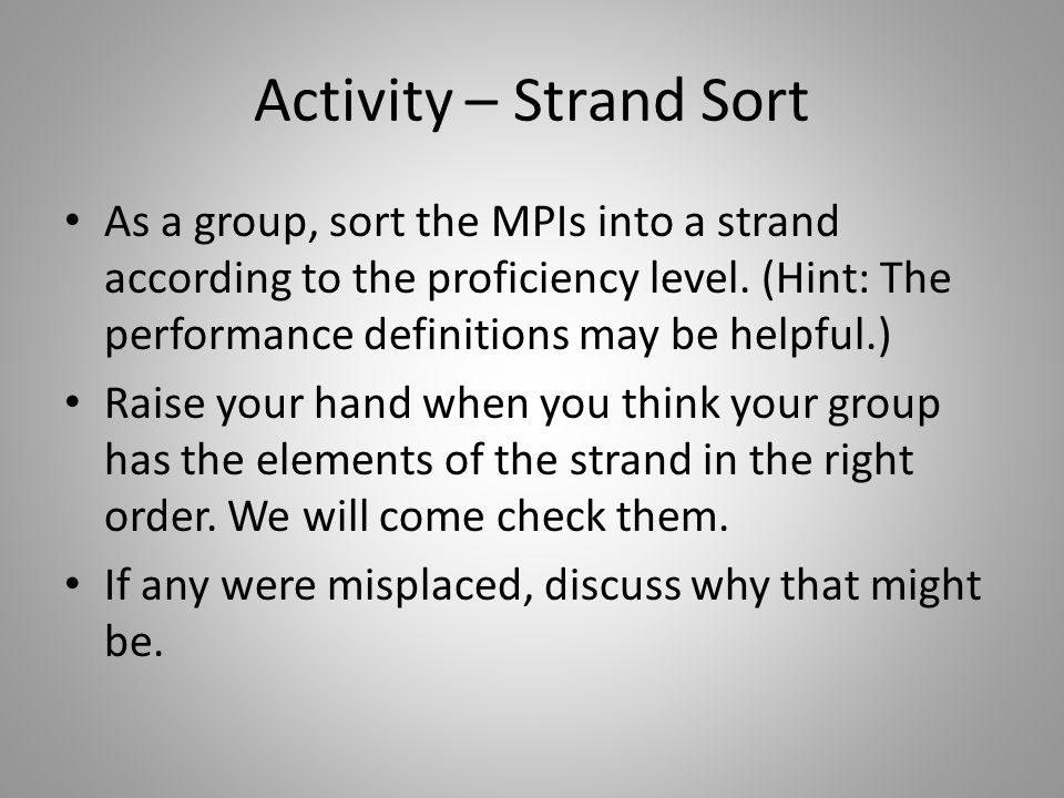 Activity – Strand Sort