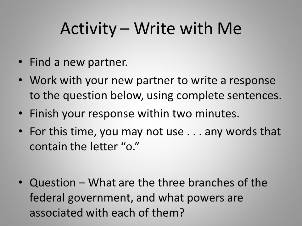 Activity – Write with Me