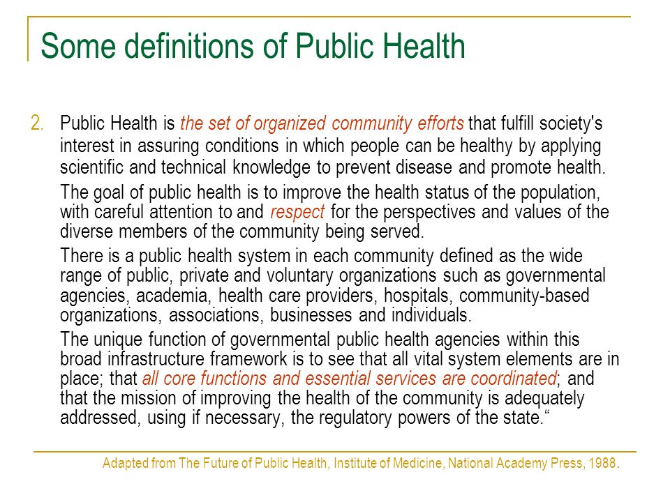 Some definitions of Public Health