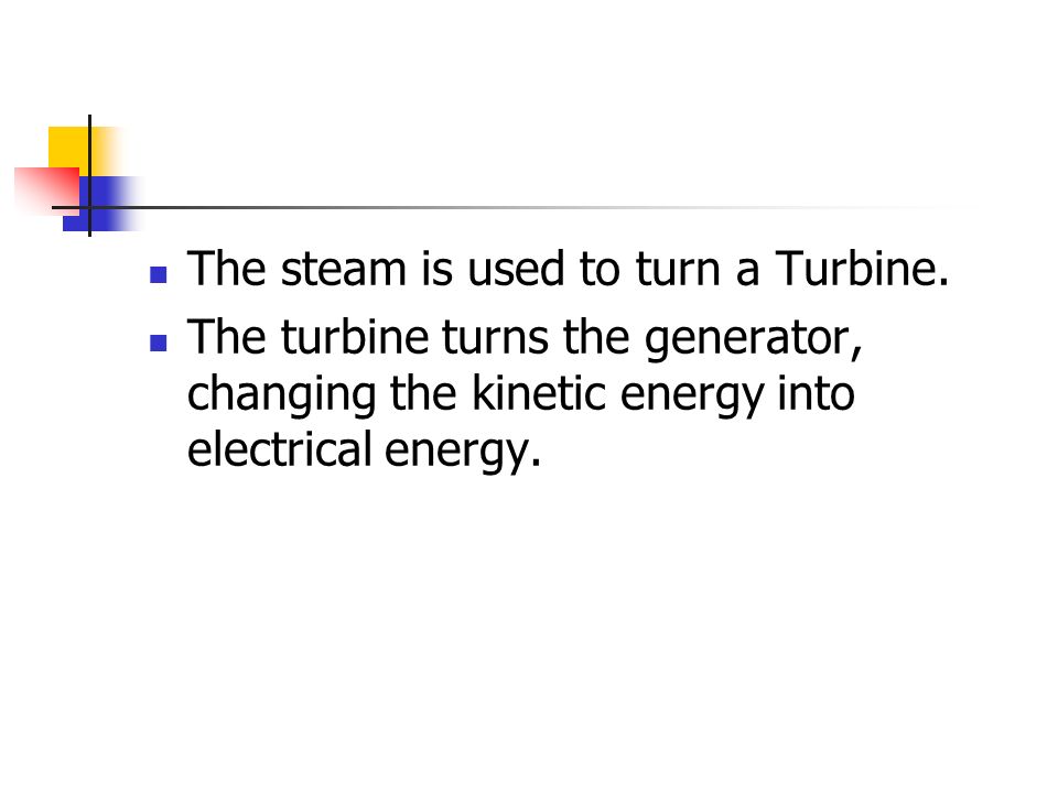 The steam is used to turn a Turbine.