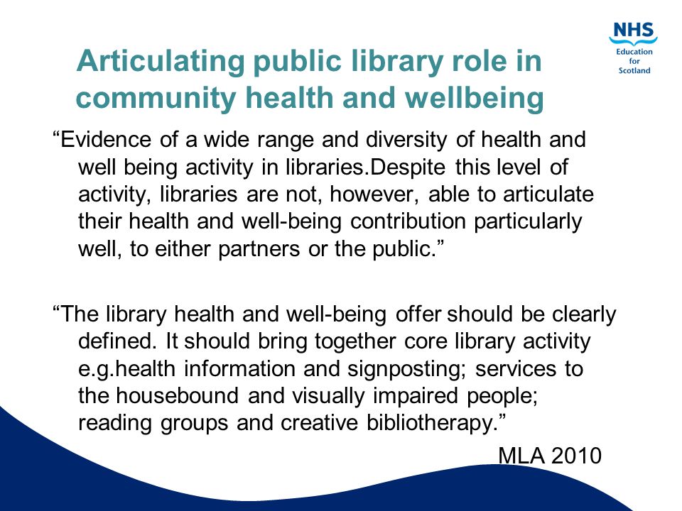 Articulating public library role in community health and wellbeing