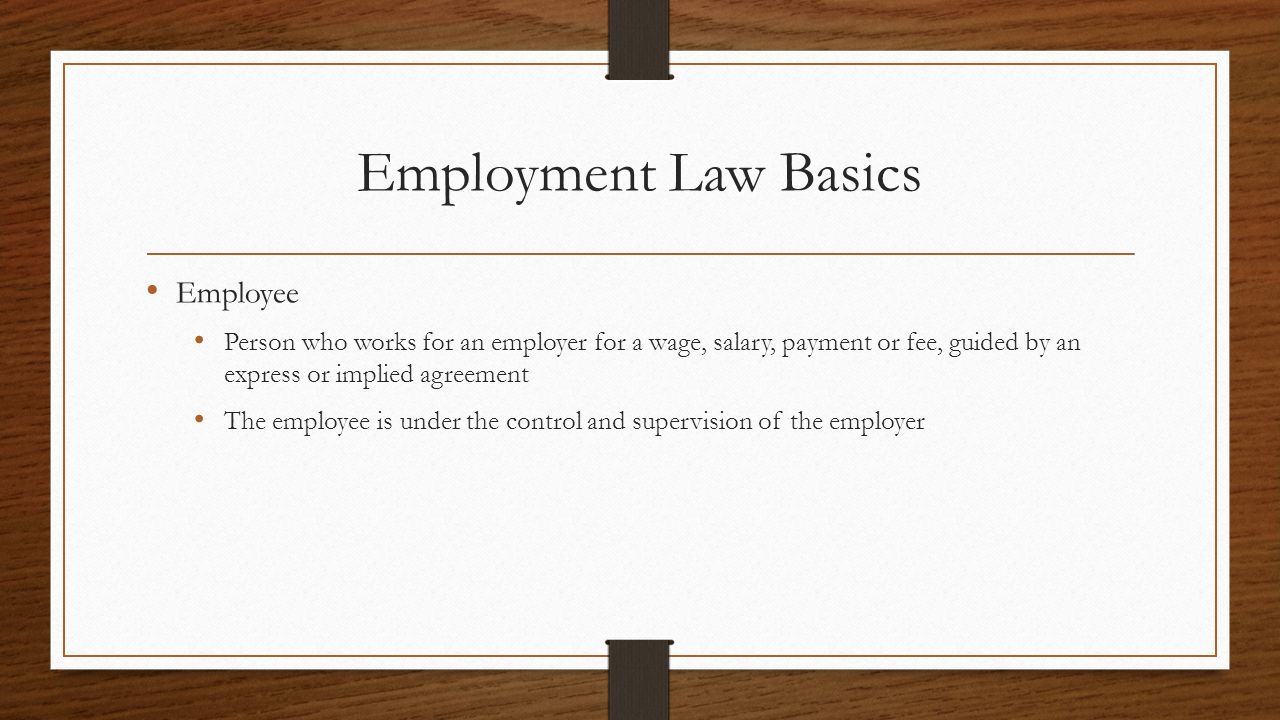 Employment Law Basics Employee