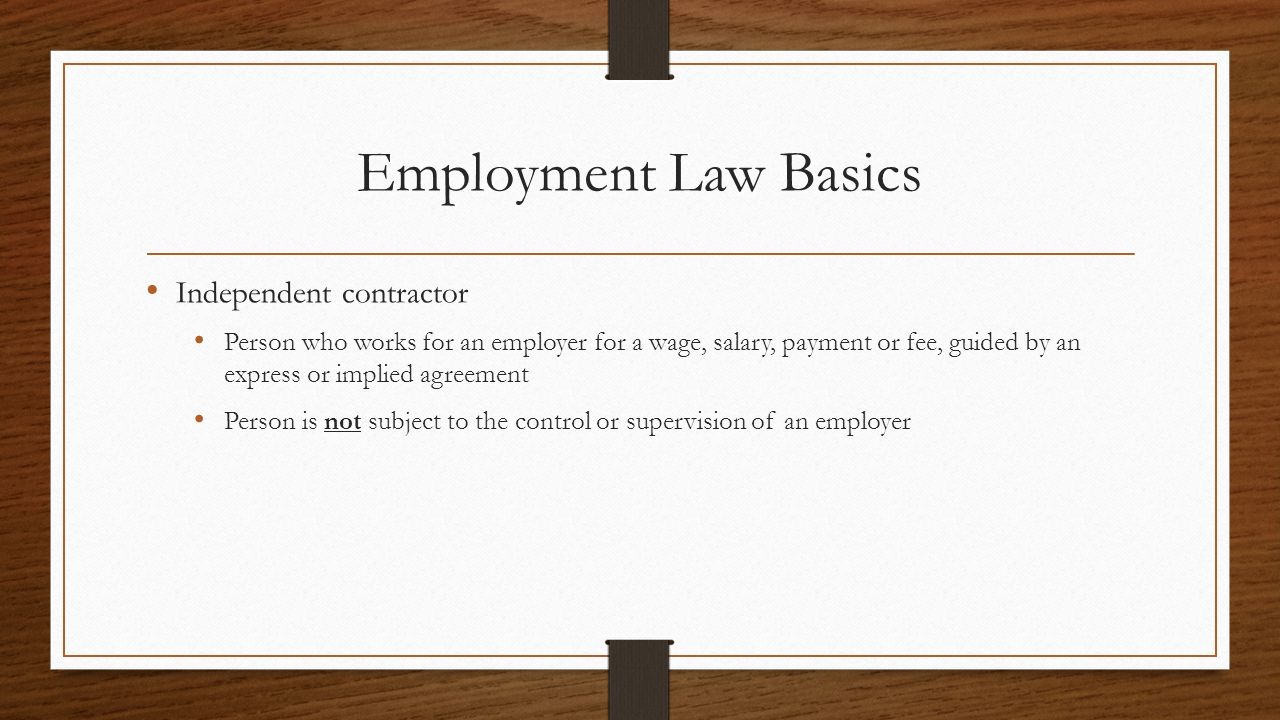 Employment Law Basics Independent contractor