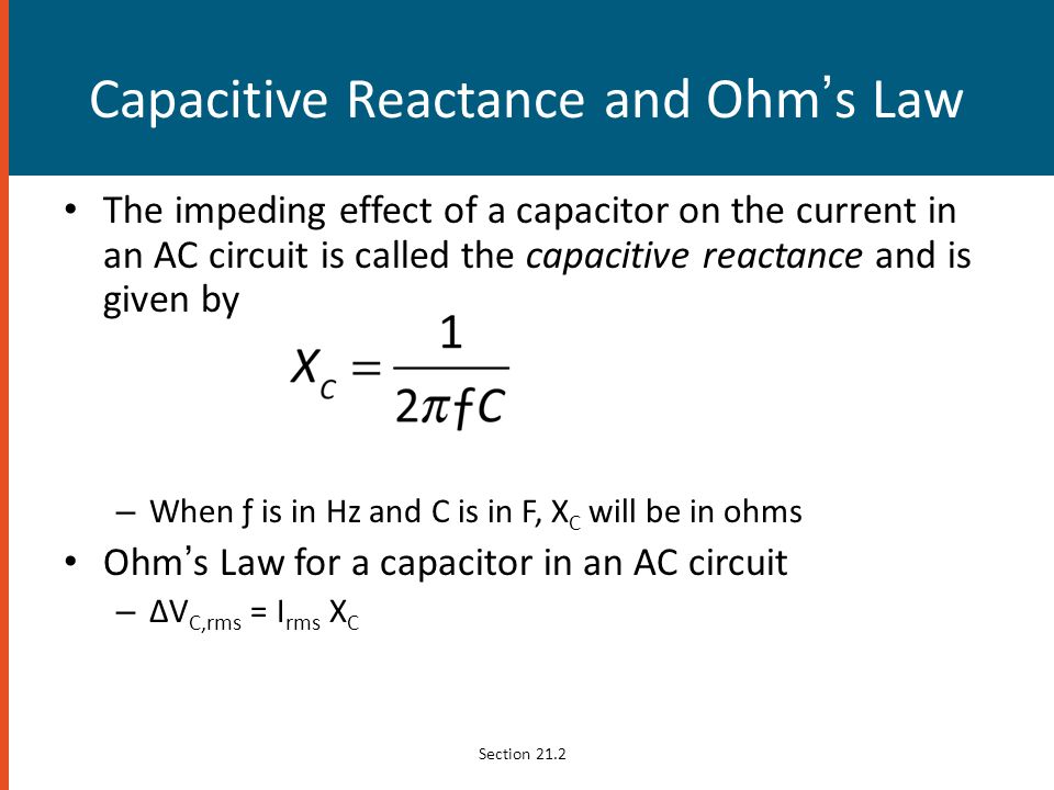 Capacitive Reactance and Ohm’s Law