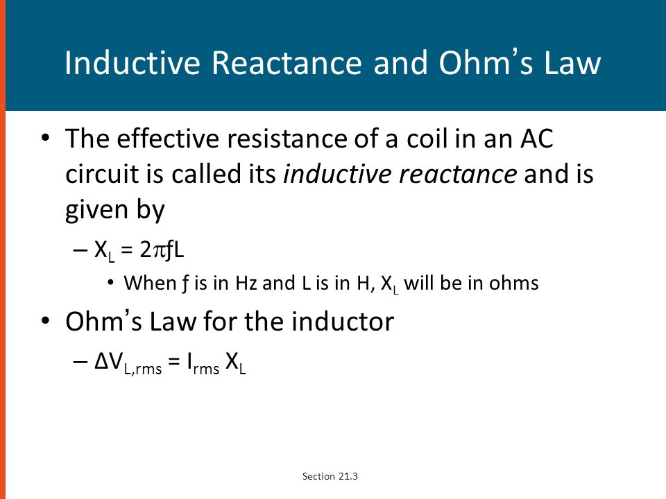 Inductive Reactance and Ohm’s Law