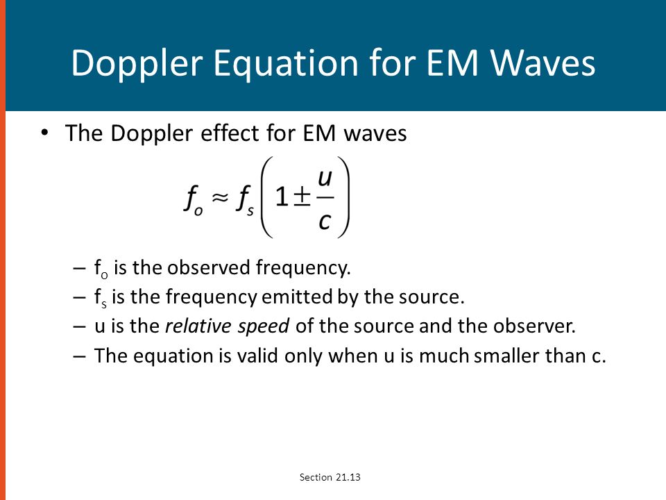 Doppler Equation for EM Waves