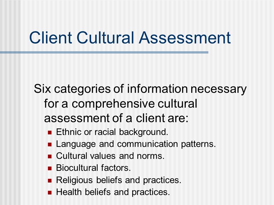 Client Cultural Assessment