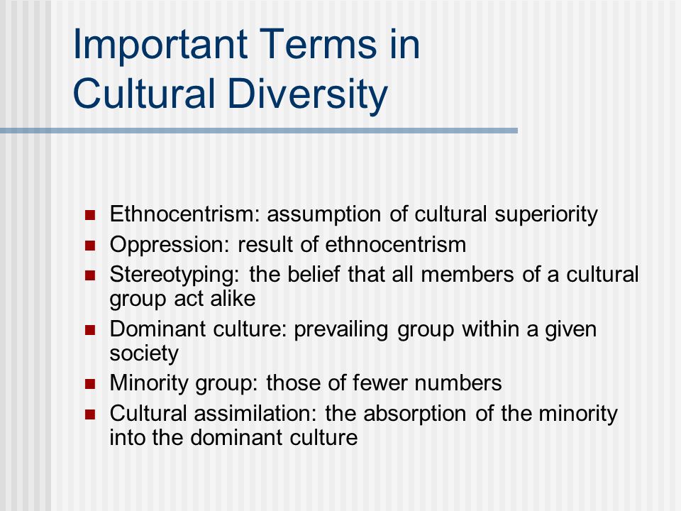 Important Terms in Cultural Diversity