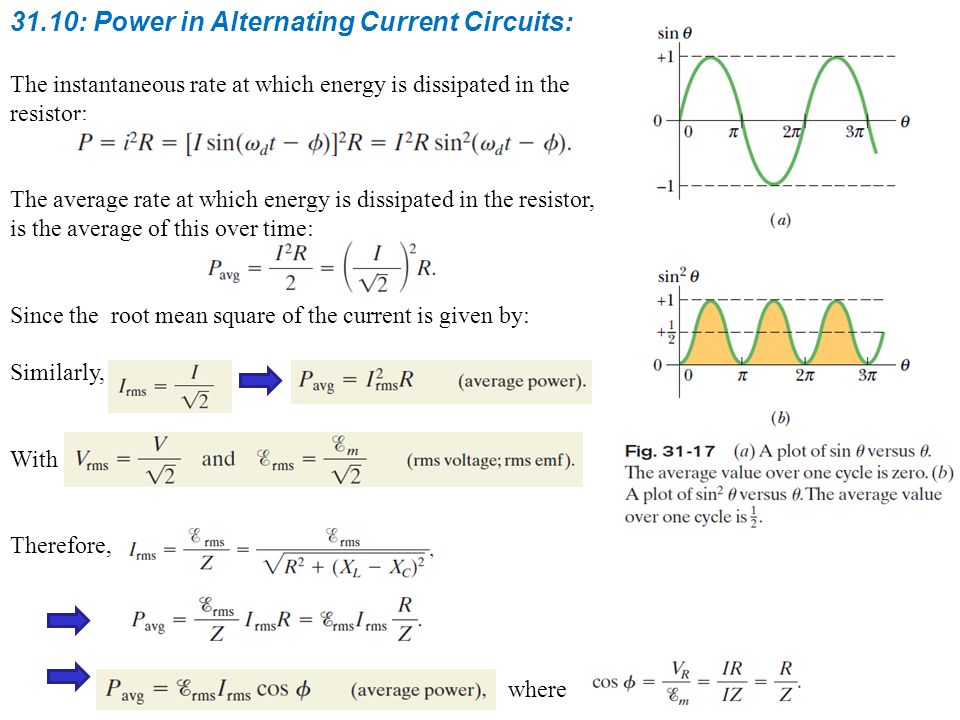 31.10: Power in Alternating Current Circuits: