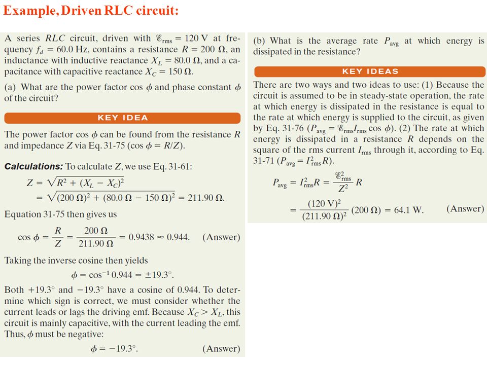 Example, Driven RLC circuit: