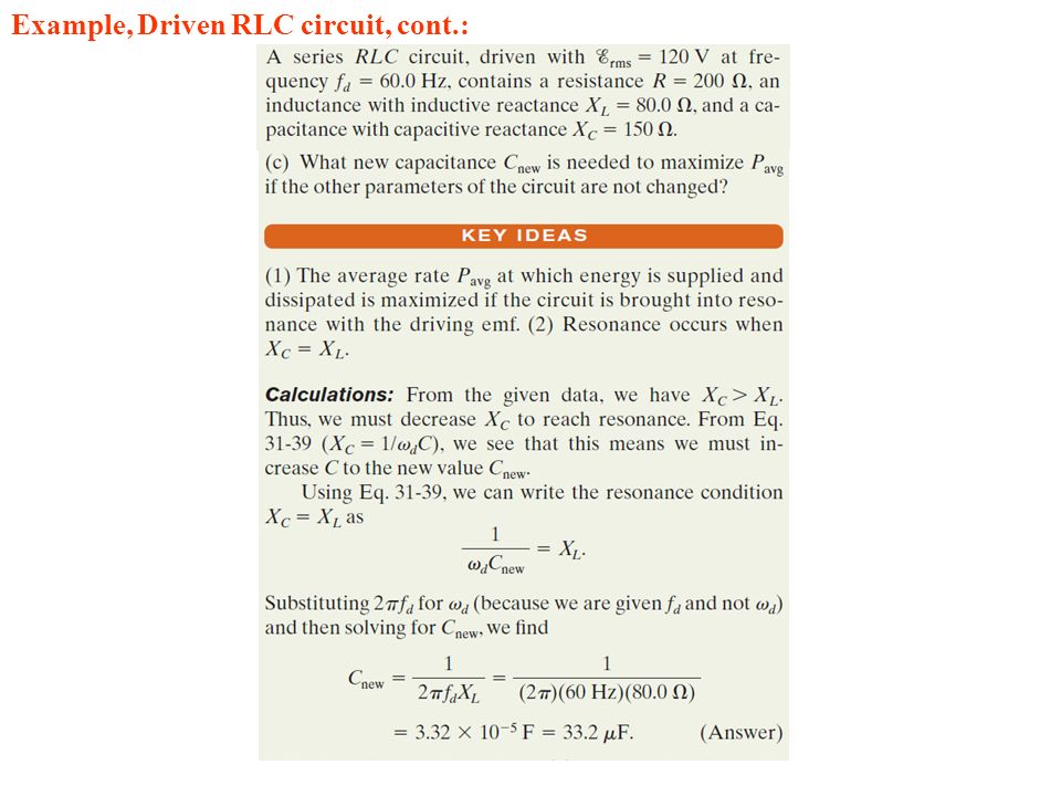Example, Driven RLC circuit, cont.: