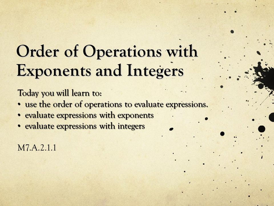 Order of Operations with Exponents and Integers
