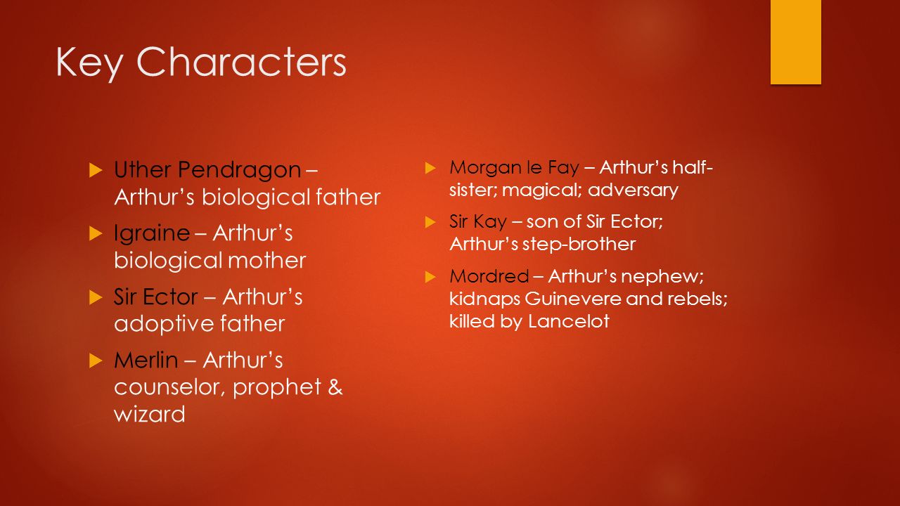 Key Characters Uther Pendragon – Arthur’s biological father