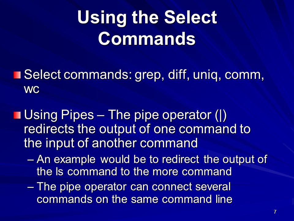 Using the Select Commands