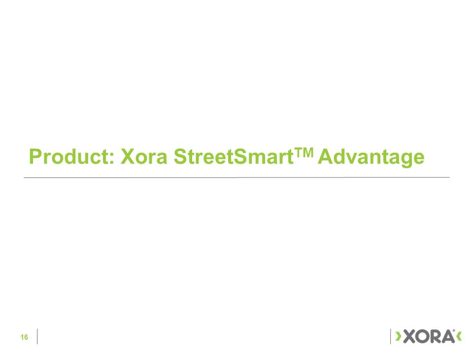 Product: Xora StreetSmartTM Advantage