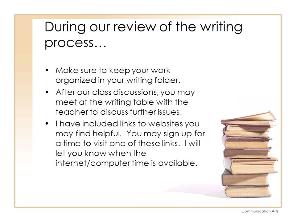 During our review of the writing process…