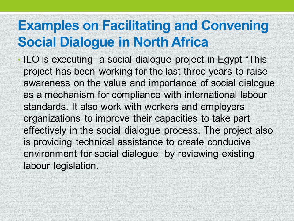 Examples on Facilitating and Convening Social Dialogue in North Africa