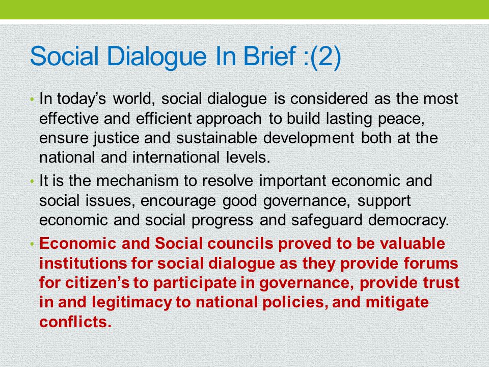 Social Dialogue In Brief :(2)